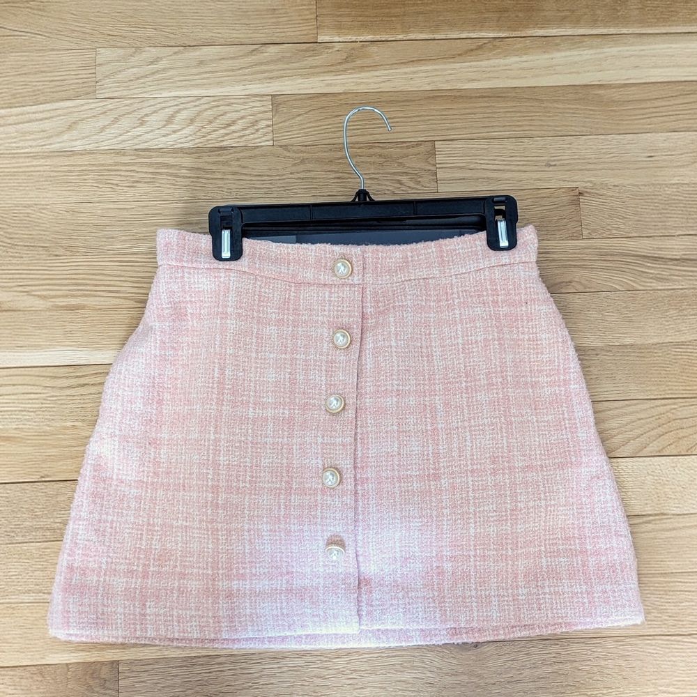 Reformation Light Pink Button-Up Mini Skirt